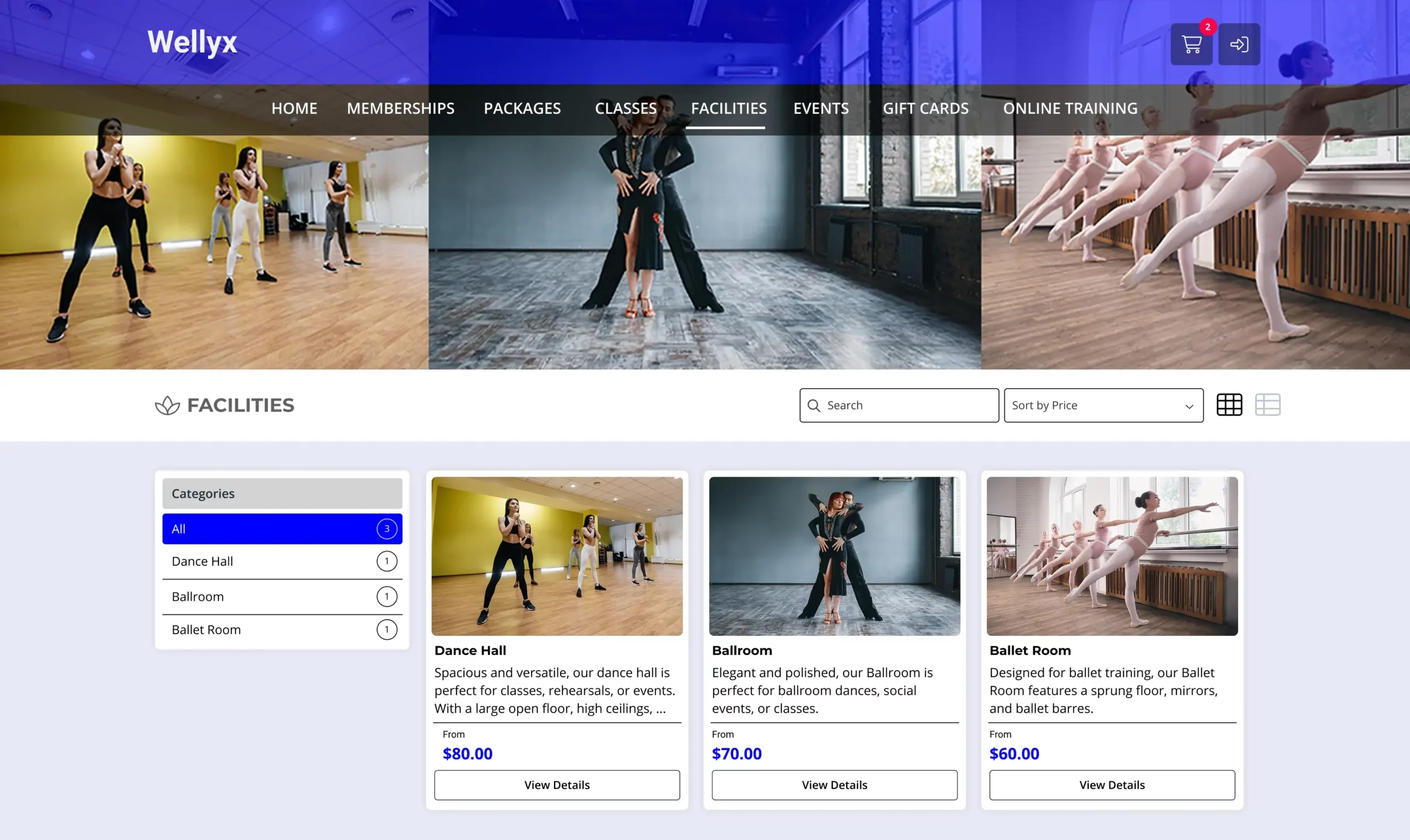 Facility rental system for dance studio