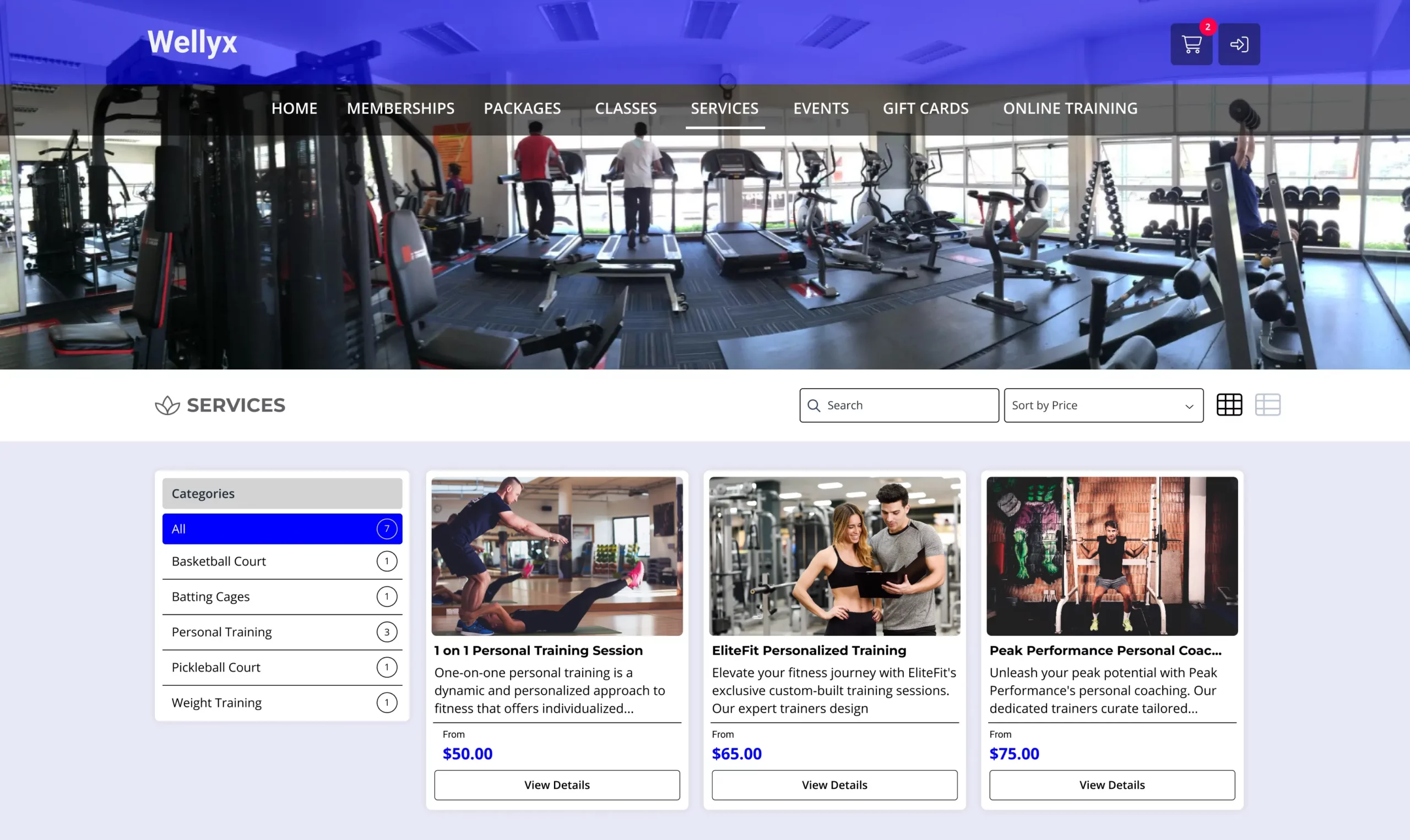 Fitness studio client web portal