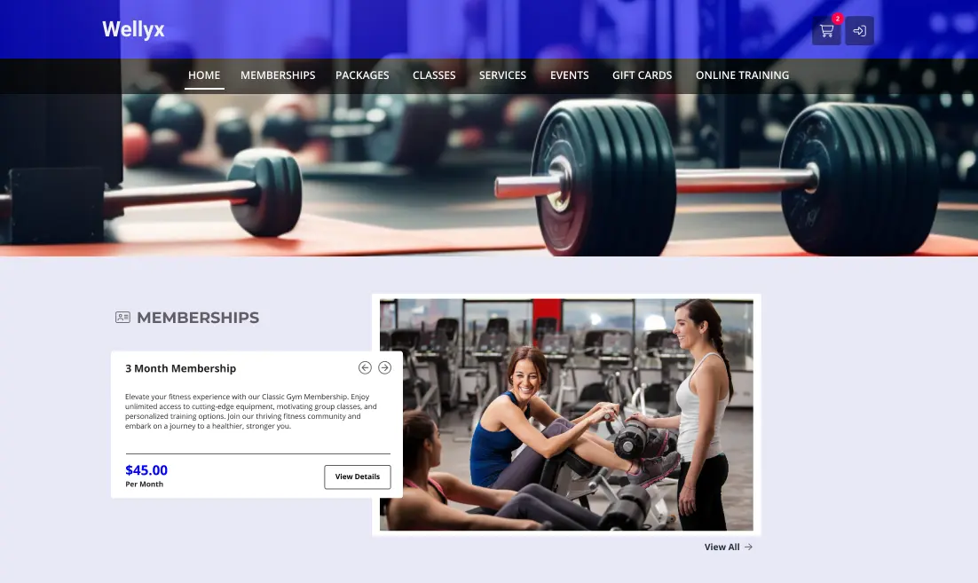 Fitness studio web portal