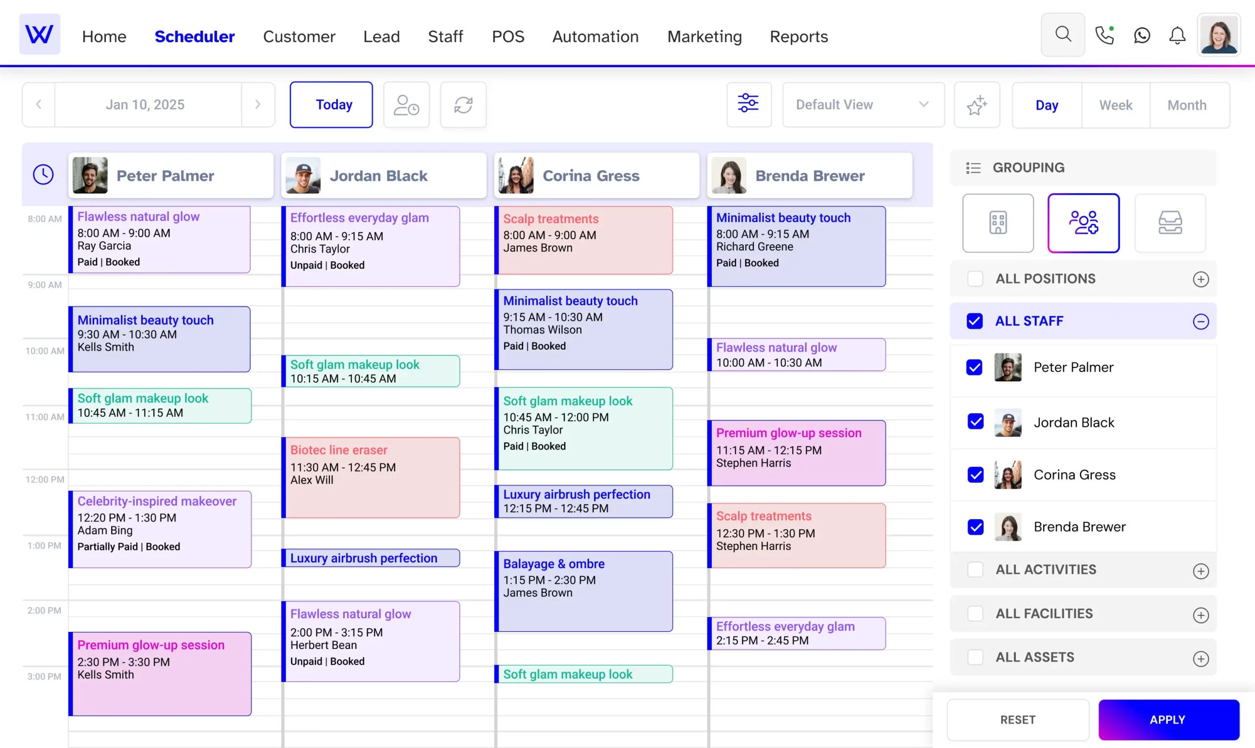 Makeup artist scheduler calendar