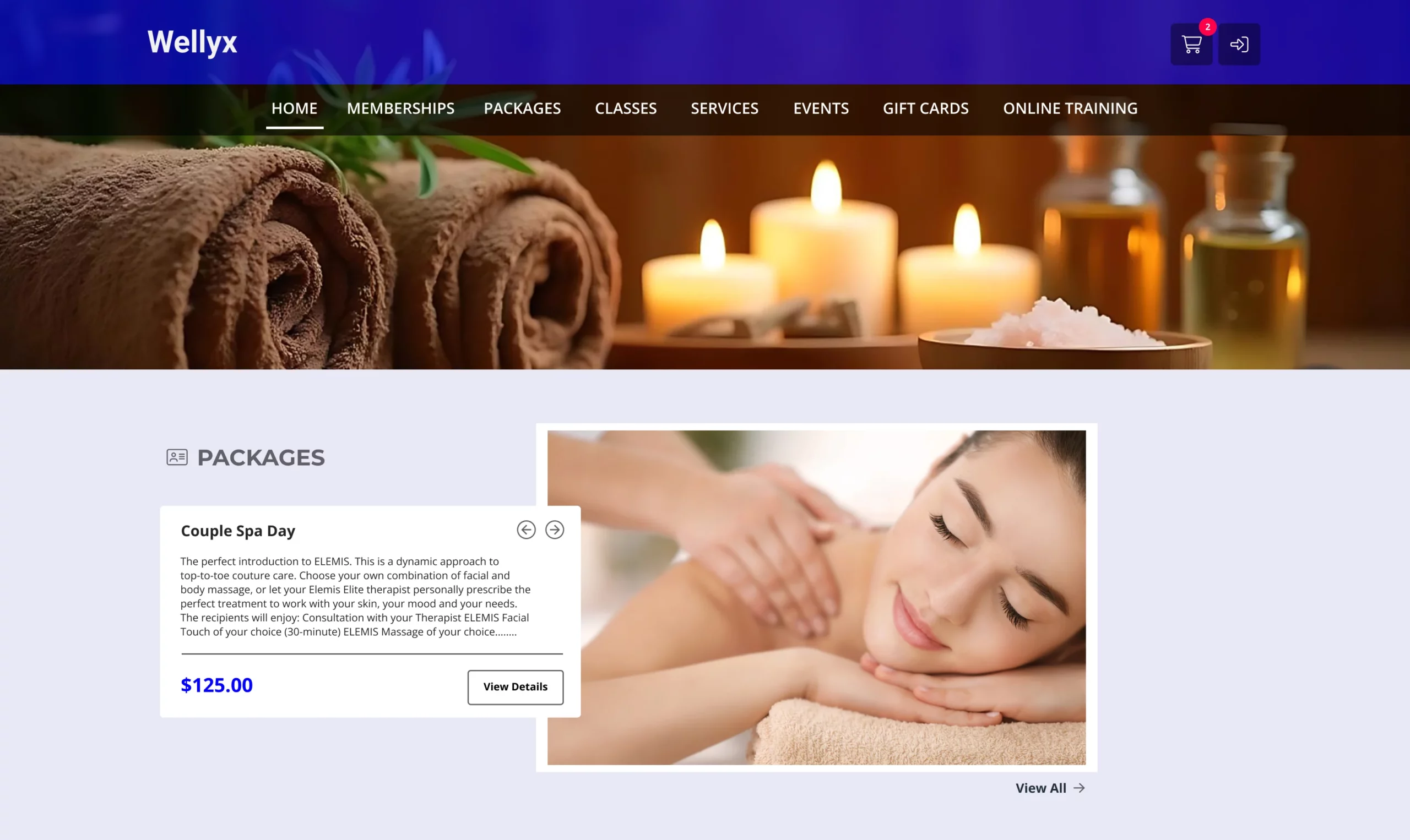 Spa online booking with Wellyx