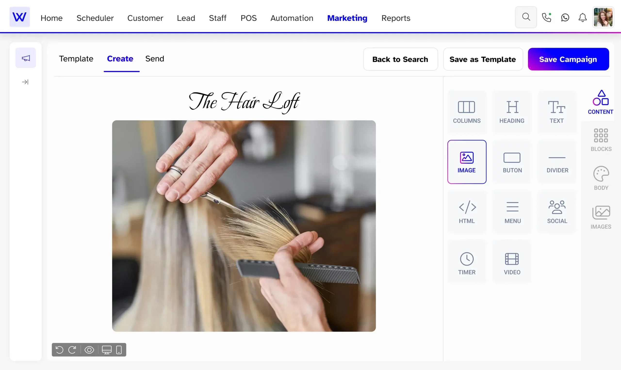 Wellyx marketing software for hair salon