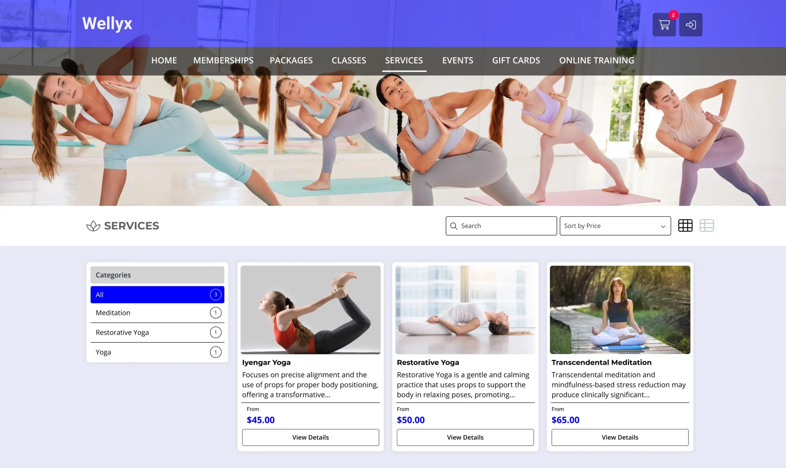 Yoga Studios Online Client Web Portal