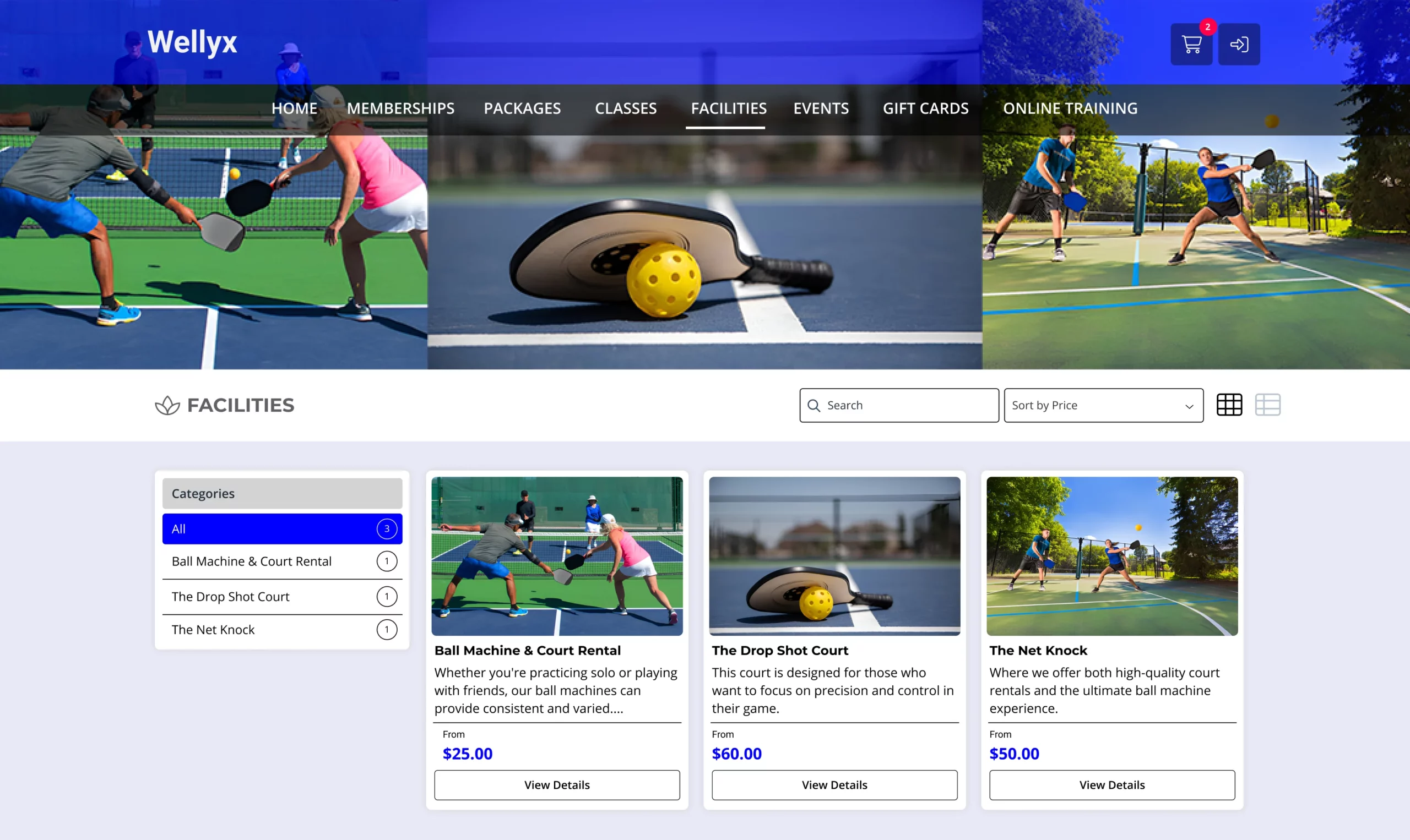 Pickleball court facility rental webportal