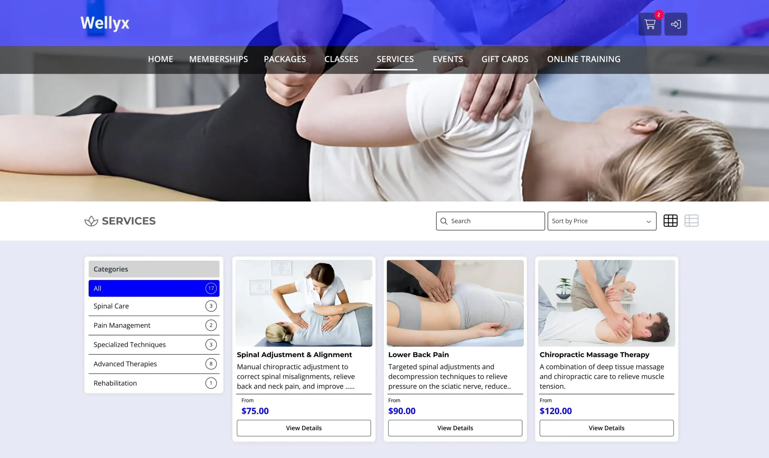 Chiropractic online booking with Wellyx