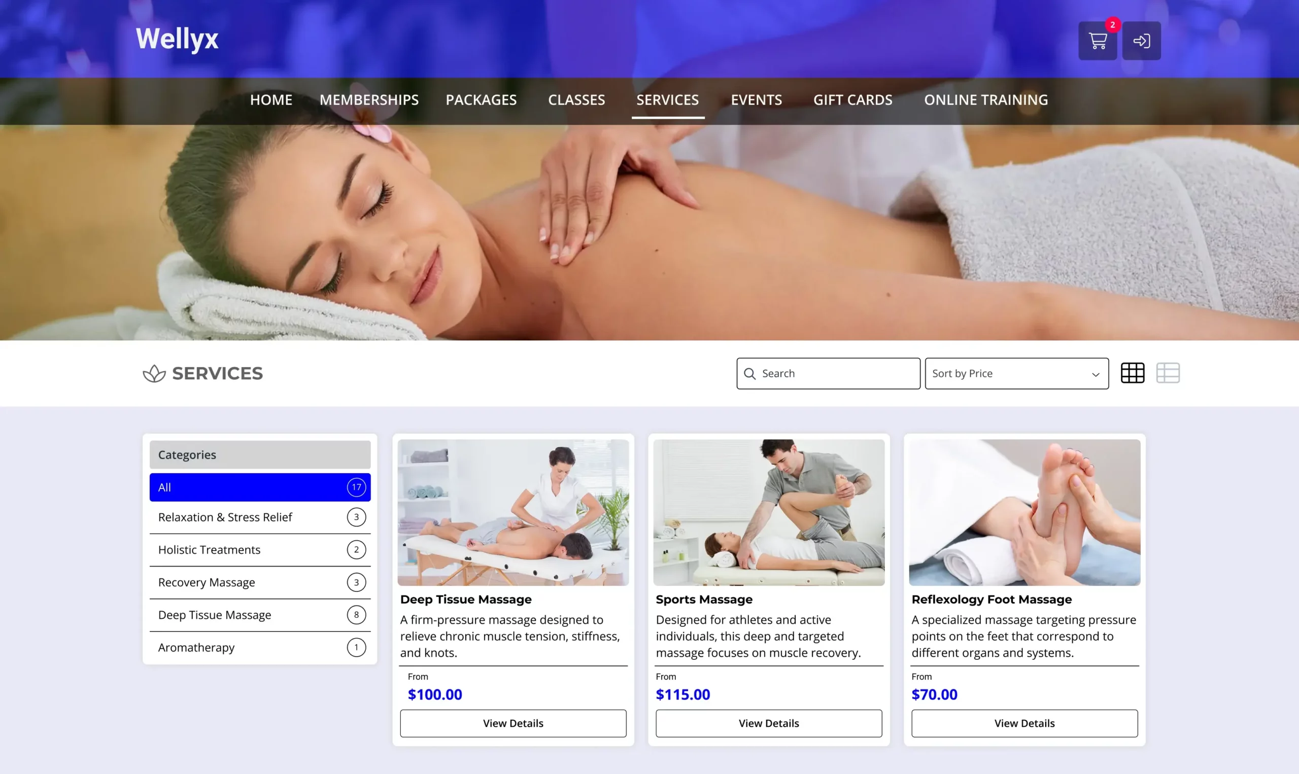 Massage therapy online booking with Wellyx