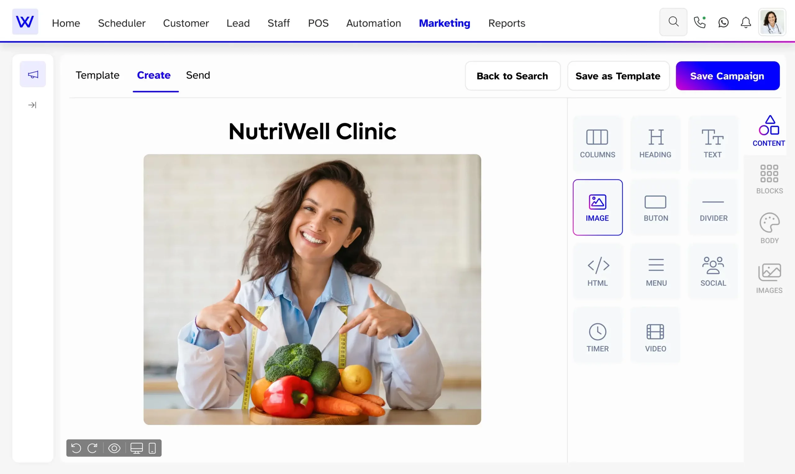 Nutritionist clinic marketing software