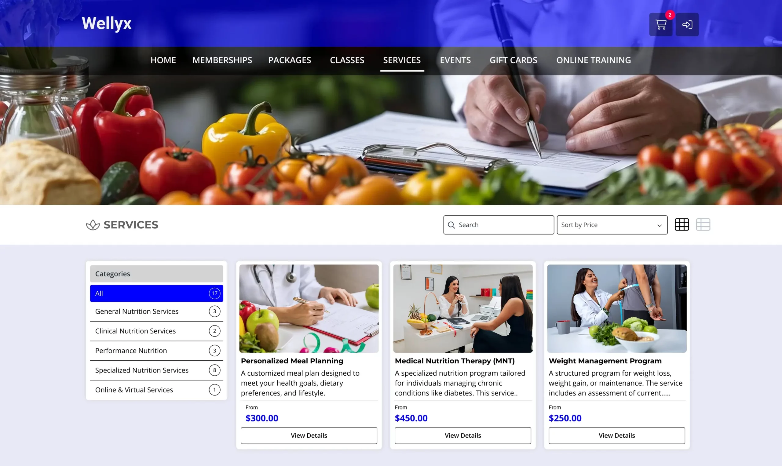 Nutritionist clinic online booking with Wellyx