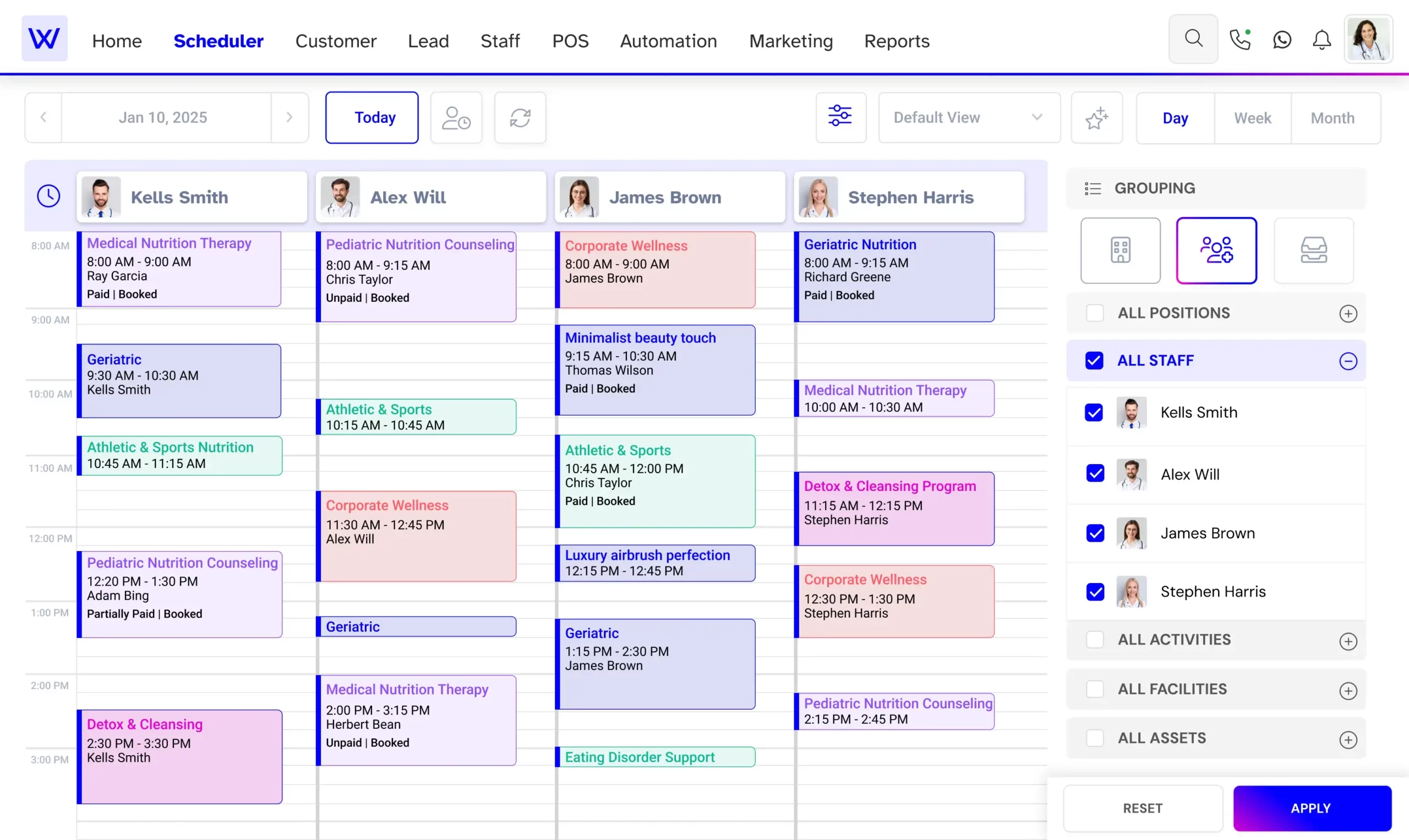 Nutritionist clinic scheduler calendar