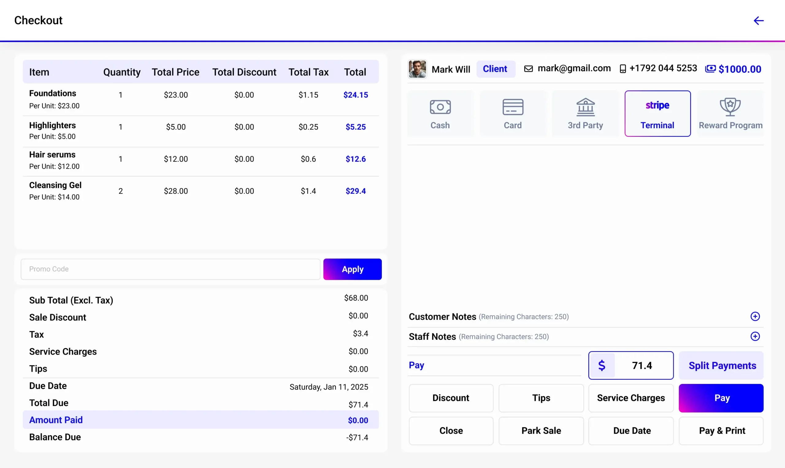 Salon billing management system by Wellyx