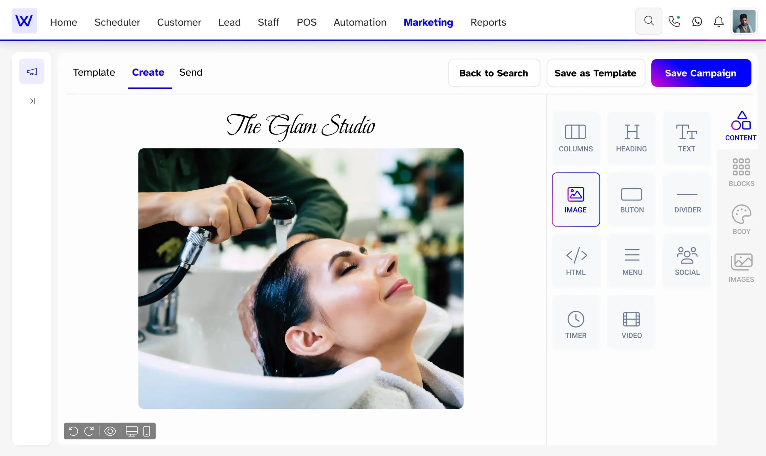 Salon marketing software