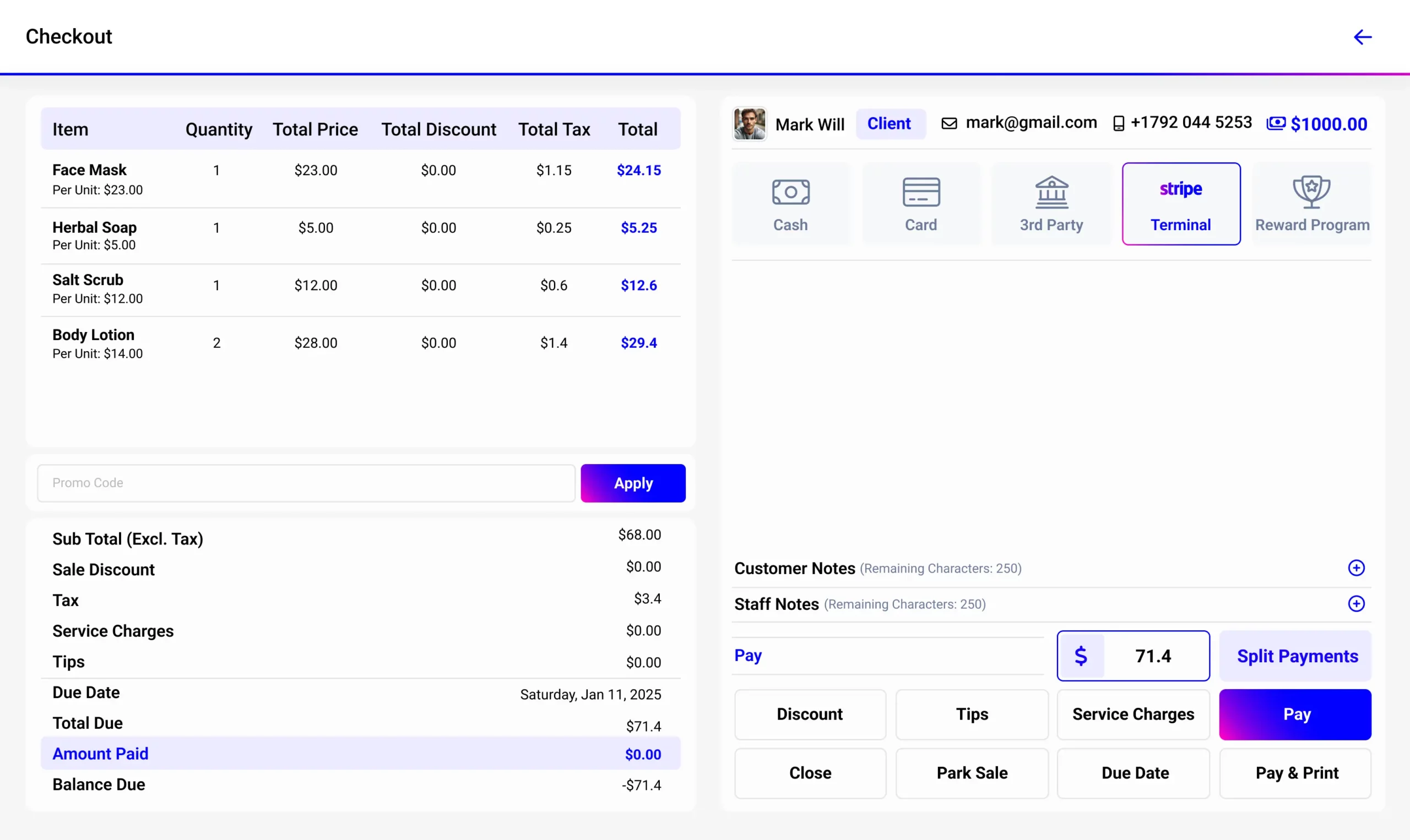 Spa billing management system by Wellyx